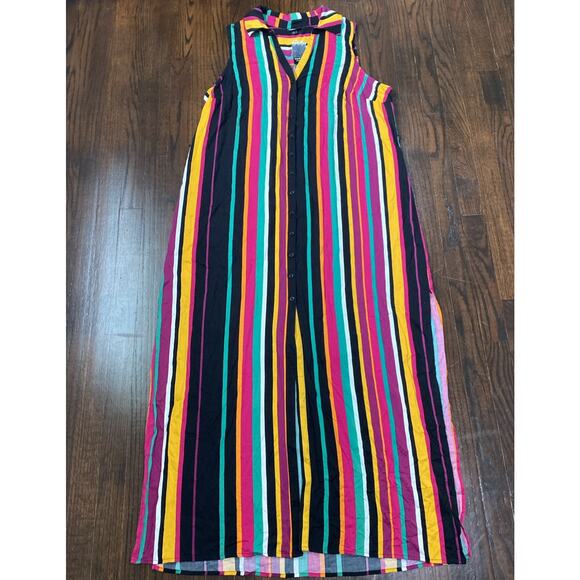 torrid Dresses & Skirts - NWT! Torrid Button Front Multi Stripe Maxi Dress V-Neck Size 2/2X(18-20) *FLAW*